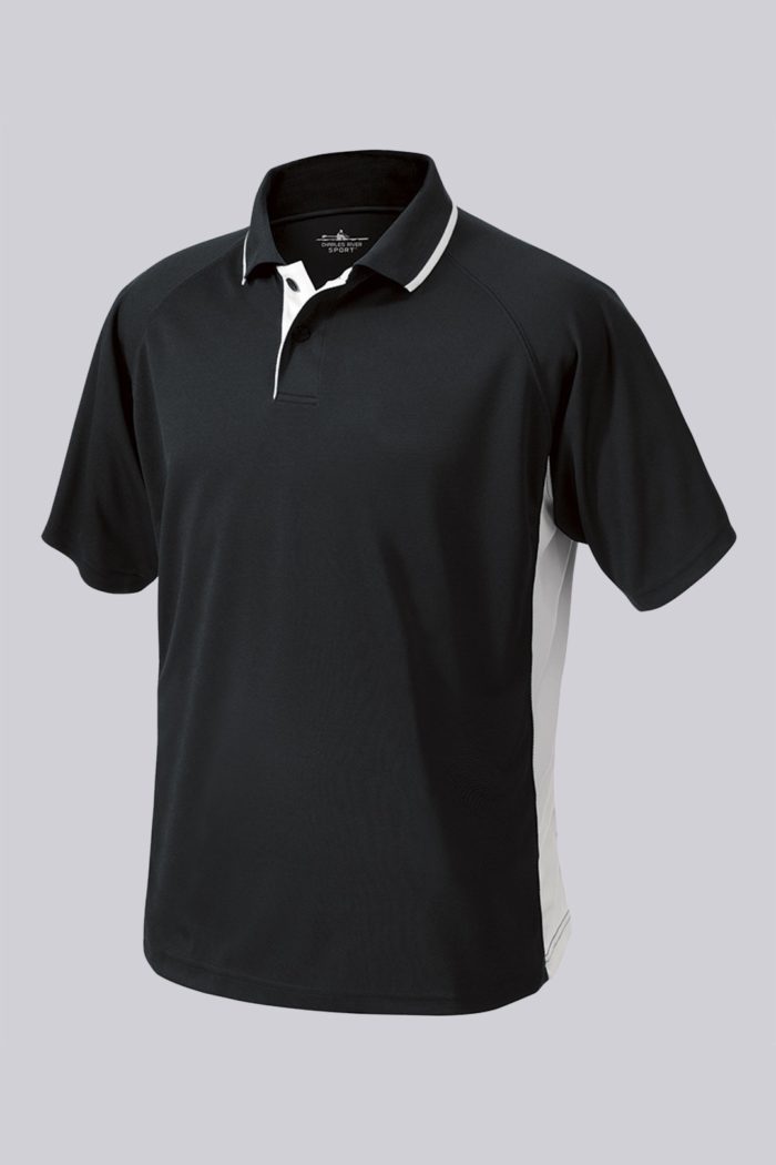 Charles River Color Blocked Polo - Mens (Black/White) Liquid Yacht Wear