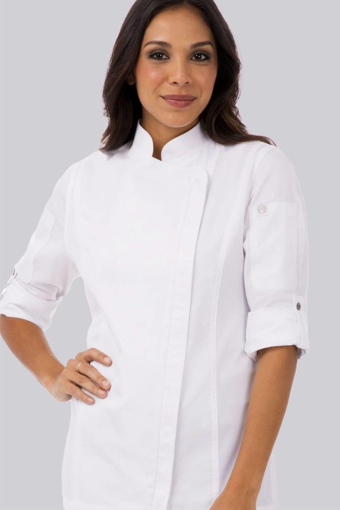 Liquid Yacht Wear Chefworks ladies Hartford long sleeve chef coat (white) Liquid Yacht Wear