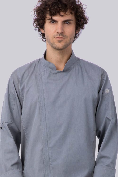 Liquid Yacht Wear Chefworks mens Hartford long sleeve chef coat (grey) Liquid Yacht Wear