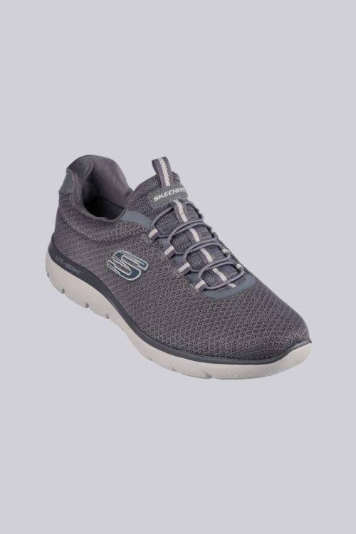 skechers mens slip on trainer with bungee laces (charcoal) Liquid Yatch Wear