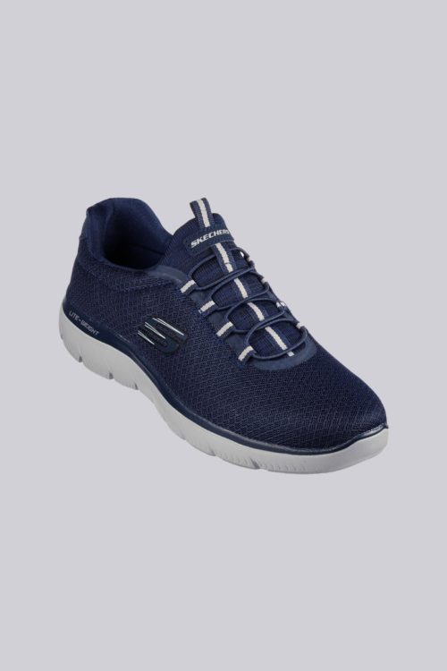 skechers mens slip on trainer with bungee laces (navy) Liquid Yatch Wear