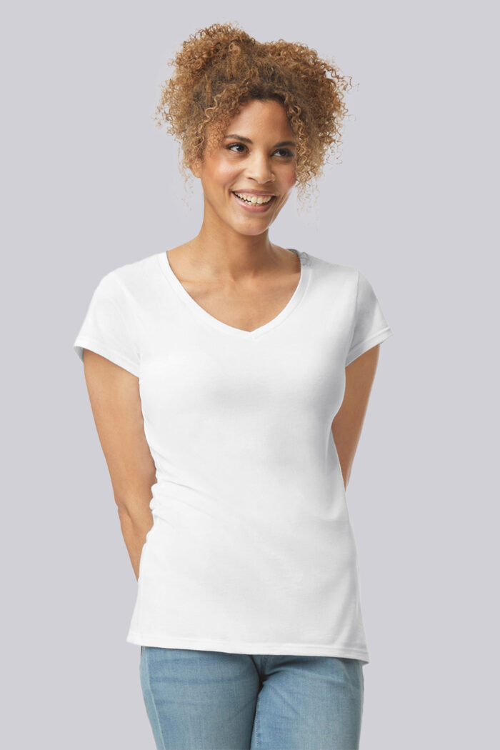 Gildan Ladies Softstyle V Neck T-Shirt - Image 2